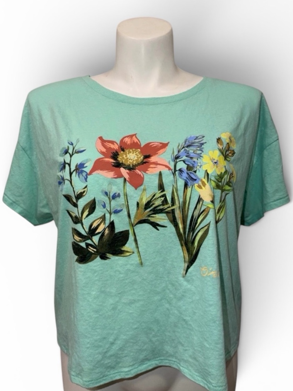 O’Neill Tee XL Mint Green Floral Graphic Relaxed Fit